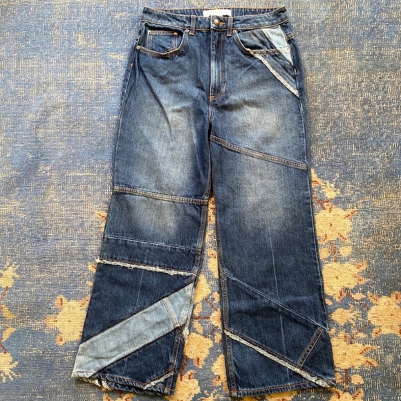 ‼️Rare‼️Marc Jacob's Cropped Wide Leg Patchwork Jean's - Picture 2 of 4